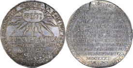 GERMANY. Erfurt. Taler, 1632. Gustav II Adolph. NGC AU-55.
Dav-4546; KM-59; AAJ-23A. An alluring nearly-Mint Taler, offering a bold allotment of deta...