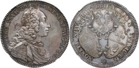 GERMANY. Hall. Taler, 1742. Hall Mint. Charles VII. NGC Unc Details--Cleaned.
Dav-2278a; KM-27. A SCARCE and elegant Taler issue, and desirable despi...