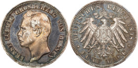 GERMANY. Hesse-Darmstadt. 5 Mark, 1898-A. Berlin Mint. Ernst Ludwig. NGC PROOF-64 Cameo.
KM-369; J-73. Surpassed in the NGC census by just two exampl...