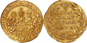 GERMANY. Mainz. 2 Ducats, 1639-BS. Mainz Mint. Anselm Casimir Wamboldt von Umstadt. NGC MS-61.
Fr-1651; KM-74. Weight: 6.83 gms. Quite pleasingly str...