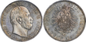 GERMANY. Prussia. 5 Mark, 1876-B. Hannover Mint. Wilhelm I. PCGS MS-64.
Dav-786; KM-503; J-97. A lovely near-Gem piece sporting attractive toning and...