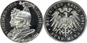 GERMANY. Prussia. 5 Mark, 1901. Berlin Mint. Wilhelm II. PCGS PROOF-67 Deep Cameo.
KM-526; J-106. Commemorating the 200th anniversary of the Kingdom ...