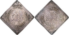 GERMANY. Saxony. Taler Klippe, 1615 (in chronogram). Dresden Mint. Johann Georg I. NGC AU-53.
Dav-7587; KM-82. Pleasingly struck and rather handsome,...