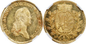 GERMANY. Saxony. Ducat, 1772. Dresden Mint. Friedrich August III. NGC MS-62 Prooflike.
Fr-2871; KM-994. Sporting an intense prooflike nature, this ex...