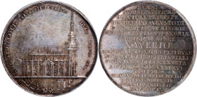 GERMANY. Saxony. Dresden Kreuzkirche Silver Medal, 1764. NGC AU-55.
Merseberger-2420. By C. W. H&ouml;ckner. Diameter: 56mm. Obverse: Exterior view o...