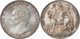 GERMANY. Saxony. Taler, 1871-B. Dresden Mint. Johann. PCGS MS-67.
Dav-898; KM-1230. Struck to commemorate the victory over France in the Franco-Pruss...