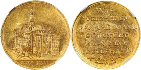 GERMANY. Schwabisch Hall. Reconstruction of the Town Hall Gold Medal of Ducat Weight, 1735 (in chronogram). NGC MS-61.
cf. Wurster-1832 (silver). Wei...