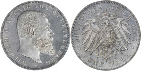 GERMANY. Wurttemberg. 5 Mark, 1902-F. Stuttgart Mint. Wilhelm II. PCGS PROOF-64.
Dav-964; KM-632; J-176. A lovely near-Gem example, the surfaces dram...