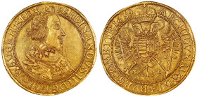 Magnificent Hungarian 10 Ducat in Near-Gem Quality
HUNGARY. 10 Ducats, 1639-NB. Nagybanya Mint. Ferdinand III. NGC MS-64+.
Fr-115; KM-121; Huszar-12...