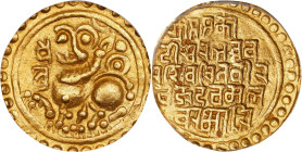 INDIA. Medieval Dynasties. Kadambas of Goa. Pagoda, ND (1186-1216). Jayakesin III. ANACS MS-62.
Mitch-659. Nicely preserved and attractive, this hand...