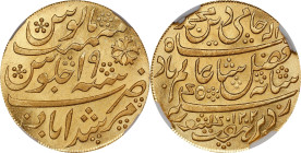 INDIA. Bengal Presidency. Mohur, AH 1202 Year 19 ("1787/88"). Calcutta (as "Murshidabad") Mint. In the name of Shah Alam II. NGC MS-63.
Fr-1537; KM-1...