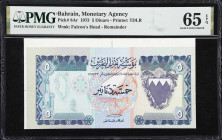 BAHRAIN. Bahrain Monetary Agency. 5 Dinars, 1973. P-8Ar. Remainder. PMG Gem Uncirculated 65 EPQ.
Surpassed in the PMG population report by just three...