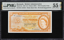 BERMUDA. Bermuda Government. 5 Pounds, 1.5.1957. P-21c. PMG About Uncirculated 55 EPQ.
Variety with security strip. A lightly circulated yet full ori...