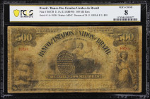 BRAZIL. Banco dos Estados Unidos do Brazil. 500 Mil Reis, 24.11.1888. P-S607B. PCGS Banknote Very Good 08.
A very rare high-denomination 19th-century...