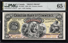 CANADA. Canadian Bank of Commerce. 10 Dollars, 2.1.1888. CH #75-14-16P1. Front Proof. PMG Gem Uncirculated 65 EPQ.
Just five issued notes of this $10...