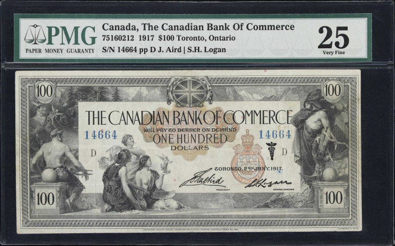 CANADA. Canadian Bank of Commerce. 100 Dollars, 2.1.1917. CH #75-16-02-12. PMG V...