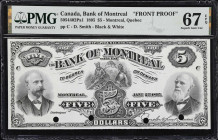 CANADA. Lot of (2). Bank of Montreal. 5 Dollars, 2.1.1895. CH #505-44-02Pa1 & CH #505-44-02BP. Front & Back Proof. PMG Gem Uncirculated 65 & Superb Ge...