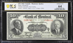 CANADA. Bank of Montreal. 10 Dollars, 2.1.1923. CH #505-56-04. PCGS Banknote Choice Uncirculated 64.
A more challenging denomination from the long-ru...