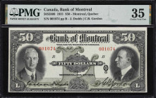 CANADA. Bank of Montreal. 50 Dollars, 2.1.1931. CH #505-58-08. PMG Choice Very Fine 35.
Better denomination from the 1931 issue of the Bank of Montre...