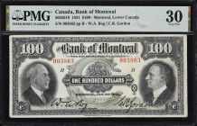 CANADA. Bank of Montreal. 100 Dollars, 2.1.1931. CH #505-58-10. PMG Very Fine 30.
The highest denomination of the 1931 series of the Bank of Montreal...