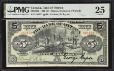 Elusive 1917 Bank of Ottawa $5
CANADA. Bank of Ottawa. 5 Dollars, 1.6.1917. CH #565-28-02. PMG Very Fine 25.
Established in the capital of Canada in...