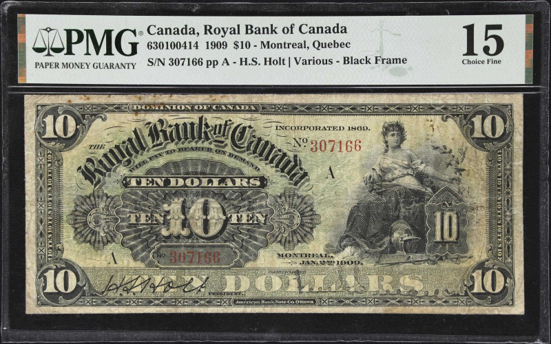 CANADA. Royal Bank of Canada. 10 Dollars, 2.1.1909. CH #630-10-04-14. PMG Choice...