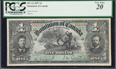 CANADA. Dominion of Canada. 1 Dollar, 2.7.1897. DC-12. PCGS Currency Very Fine 20.
A deceptively difficult type, especially in grades above Fine. Thi...