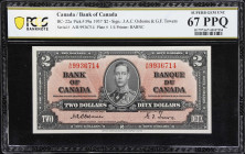 CANADA. Bank of Canada. 2 Dollars, 2.1.1937. BC-22a. PCGS Banknote Superb Gem Uncirculated 67 PPQ.
Osborne - Towers signature combination. Prefix A/B...