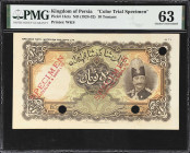 IRAN. Imperial Bank of Persia. 10 Tomans, ND (1924-32). P-14cts. Color Trial Specimen. PMG Choice Uncirculated 63.
It's been over a decade since we l...