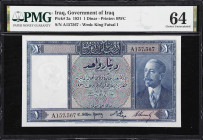 Outstanding Iraqi Rarity
Exceptional Opportunity for the Specialist
IRAQ. Government of Iraq. 1 Dinar, 1.7.1931. P-3a. PMG Choice Uncirculated 64.
...