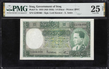 IRAQ. Government of Iraq. 1/4 Dinar, 1931 (ND 1935). P-7e. PMG Very Fine 25 Net. Repaired, Piece Added.
Prefix G. Lord Kennet - Ata Amin signature co...