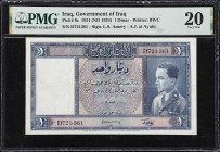 IRAQ. Government of Iraq. 1 Dinar, 1931 (ND 1934). P-9c. PMG Very Fine 20.
Prefix D. Amery - al Ayubi signature combination. Some minor repairs are s...