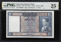 IRAQ. Government of Iraq. 1 Dinar, 1931 (ND 1934). P-9e. PMG Very Fine 25.
Prefix H. A nice example of this scarce type from Iraq that except for som...