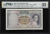 IRAQ. Government of Iraq. 1 Dinar, 1931 (ND 1941). P-15. PMG Choice Very Fine 35.
Prefix E/1. Printed in India by Nasik Security Printing Press, this...