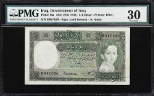 IRAQ. Government of Iraq. 1/4 Dinar, 1931 (ND 1942). P-16a. PMG Very Fine 30.
Prefix H. Just some light staining is all that needs to be mentioned on...