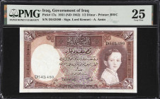 IRAQ. Government of Iraq. 1/2 Dinar, 1931 (ND 1942). P-17a. PMG Very Fine 25.
Prefix D. A barely visible corner repair is mentioned by the grading se...