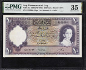 IRAQ. Government of Iraq. 10 Dinars, 1931 (ND 1942). P-20a. PMG Choice Very Fine 35.
Prefix A. The highest denomination of the important "baby" serie...