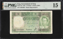 IRAQ. Government of Iraq. 1/4 Dinar, 1931. P-22. PMG Choice Fine 15.
Prefix Y. The initial denomination of this series and seen here in well circulat...