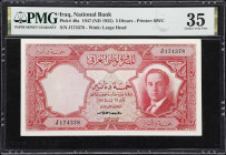 IRAQ. National Bank of Iraq. 5 Dinars, 1947 (ND 1955). P-40a. PMG Choice Very Fine 35.
Prefix J. The 5 Dinars denomination of this series is typicall...