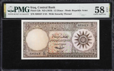 IRAQ. Central Bank of Iraq. 1/2 Dinar, ND (1959). P-52b. PMG Choice About Uncirculated 58 EPQ.
A very underrated and scarce issue from the Republic o...