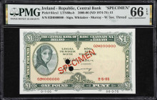 IRELAND, REPUBLIC. Lot of (2). Central Bank of Ireland. 1 & 5 Pounds, 2000-06 (ND 1971-75). P-64cs1 & 65cs1. LTN60a & LTN61a. Specimens. PMG Gem Uncir...