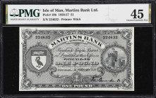 ISLE OF MAN. Lot of (2). Martins Bank Limited & Westminster Bank Limited. 1 Pound, 1950-61. P-19b & 23Ab. PMG Choice Extremely Fine 45 & Choice About ...