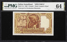 ITALIAN SOMALILAND. Cassa per la Circolazione Monetaria della Somalia. 1 Somali, 1950. P-11s. Specimen. PMG Choice Uncirculated 64.
Large cat lovers ...