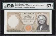 ITALY. Banca d'Italia. 100,000 Lire, 6.2.1974. P-100c. PMG Superb Gem Uncirculated 67 EPQ.
Fantastic Superb Gem Uncirculated example of the final var...