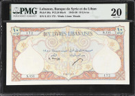 LEBANON. Banque de Syrie et du Liban. 10 Livres, 1950. P-50a. PCLB 68b. PMG Very Fine 20.
A nice circulated example of this popular type. Even though...