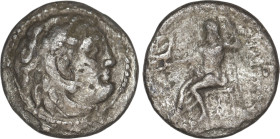 GREEK 
KINGS of MACEDON
Alexander III the Great, 336-323 BC. imitation Drachm (16.6mm, 3.36 g)
Obv: Head of Herakles wearing lionskin headdress to rig...