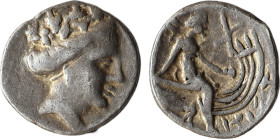 Greek
Euboia, Histiaia. AR Tetrobol,(14mm, 2.27 g). 3rd-2nd centuries BC.
Obv: Wreathed head of the nymph Histiaia right.
Rev: IΣTIAIEΩN. Nymph seated...
