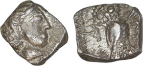 Greek
SAMARIA, Pseudo-Athenian Series. Circa 375-333 BC. AR Obol (8 mm, 0.66 g). Imitating Athens. 
Obv: Helmeted head of Athena right.
Rev: Owl stand...
