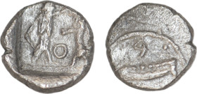 Samaria AR Obol. Circa 375-333 BC. Galley over waves left; Aramaic letter above / Persian king battling lion; O between; all within incuse square. Cf....