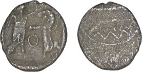 Phoenicia, Sidon. 1/8 Shekel
Phoenicia, Sidon; 1/8 Shekel, (9.6mm, 0.61 g). 
Obv: Galley l. over waves. 
Rev: Persian king standing r., about to slay ...